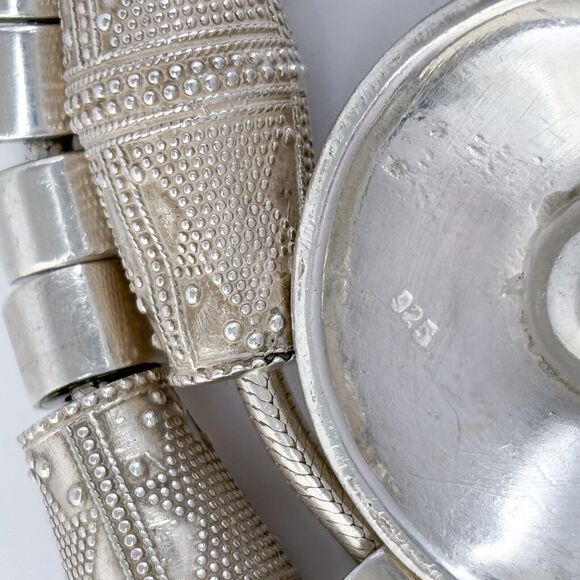 Vintage Sterling Silver 925 110.9 Gram Statement Necklace Intricate Design 17" - Picture 4 of 8